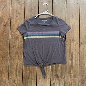 American Eagle Striped Rainbow T-Shirt